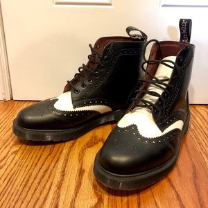 Dr. Martens Black and White Brogue Style Boots